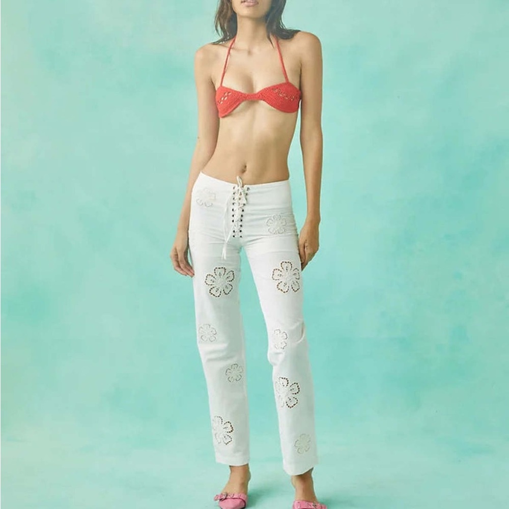 Tach Taras Ivory Cutwork Embroidered Pants